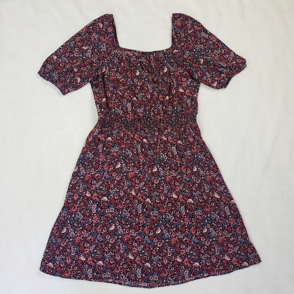 The Cottagecore Princess Dress - Large, Cinched Waist, Pink/Blue Floral …